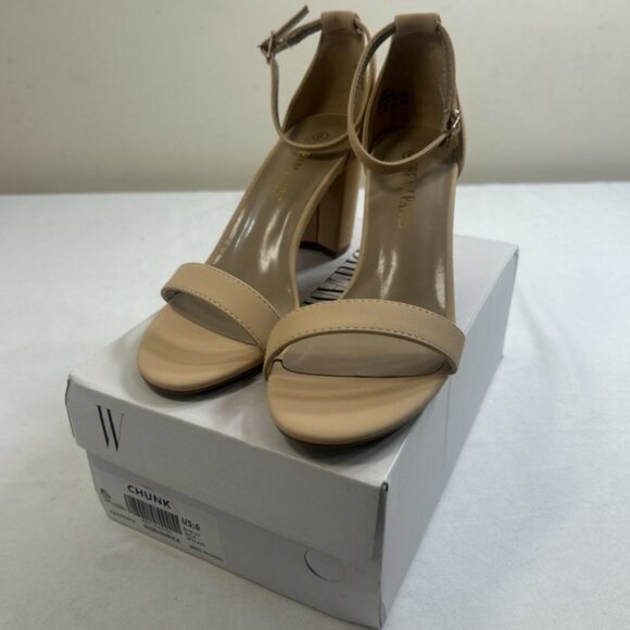 Dream Pairs Old Toe Chunk Heels Sandal Nude Ankle Strap Women's Size 6 NIB - Picture 1 of 8
